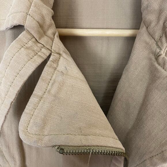 Zara Woman Tan 100% Cotton Asymmetric Zip Collared Jacket Size M - Picture 5 of 12